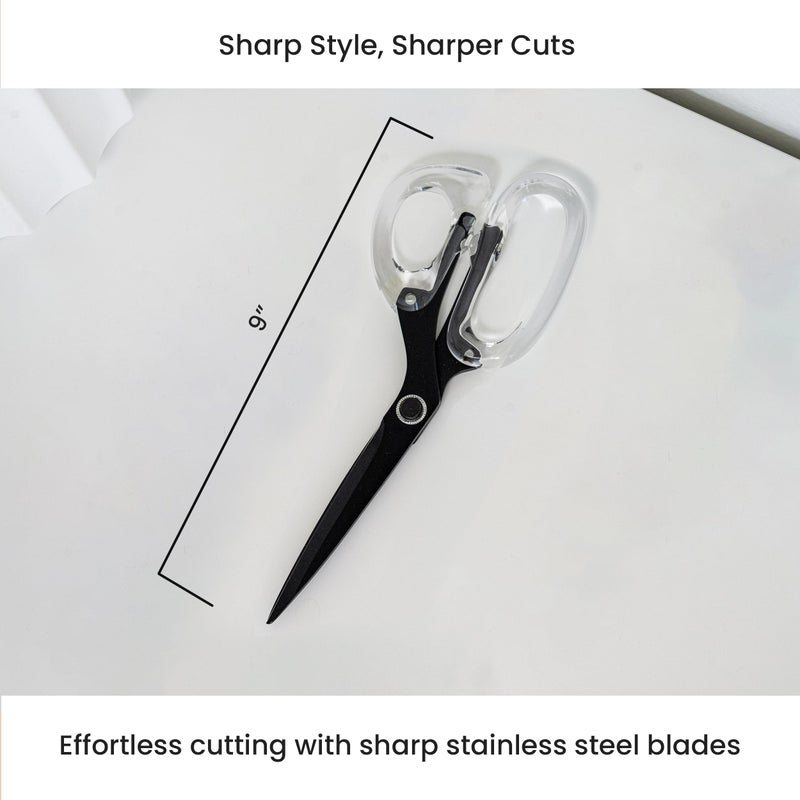 OfficeGoods 9â€ Stainless Steel Acrylic Scissors for Office and Home - Aesthetic and Sharp All Purpose Scissors, Perfect for Sewing, Arts and Crafts - Matte Black - Image 4